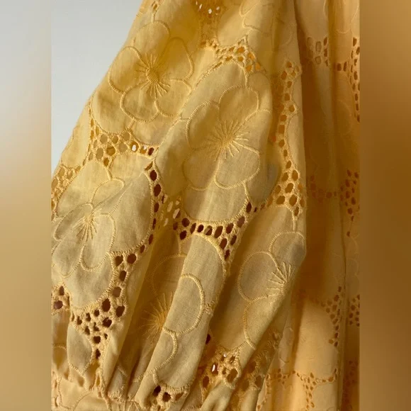 Rachel Parcell Buttercup Puff Sleeve Eyelet Fit & Flare Dress 100% Cotton - Picture 7 of 14